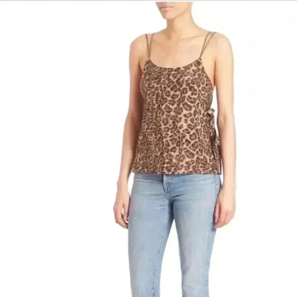 NWT Helmut Lang Silk Leopard Overlay Top sz L